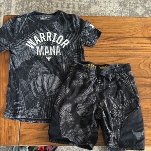 Black Graphic T-Shirt and Shorts Set